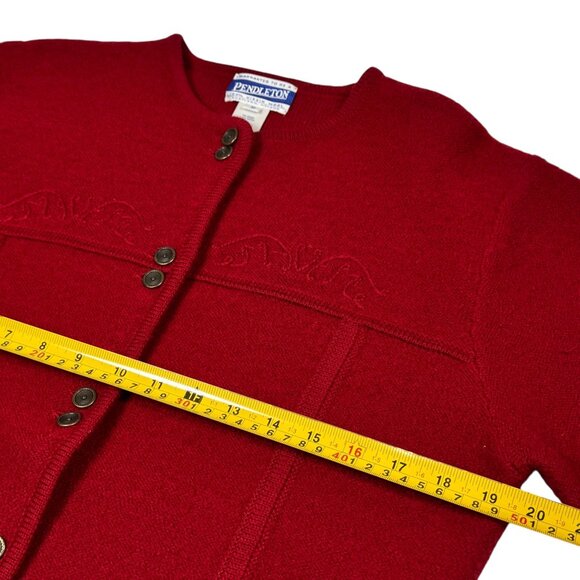 Vintage 80s Pendleton Virgin Wool Cardigan Sz M Burgundy Red Cottage Whimsical - Picture 11 of 14